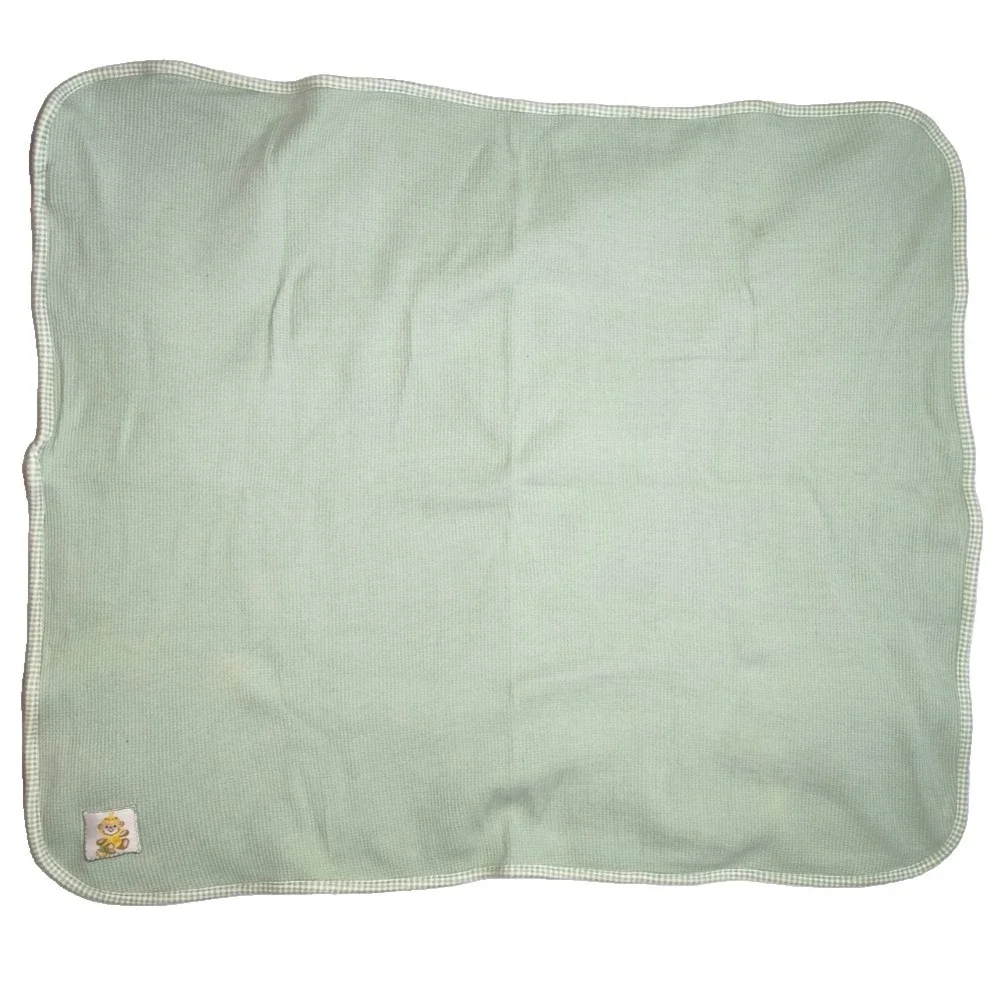 Vtg Fisher Price Green Thermal Baby Blanket Bear 2003‎ Waffle Weave 25x28 Unisex